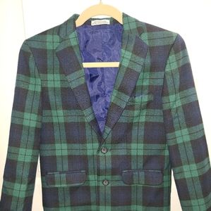 Izod Dark Watch Tartan Blazer Boys sz 14